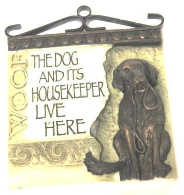 Square Plaque with Metal Hanger-Dog