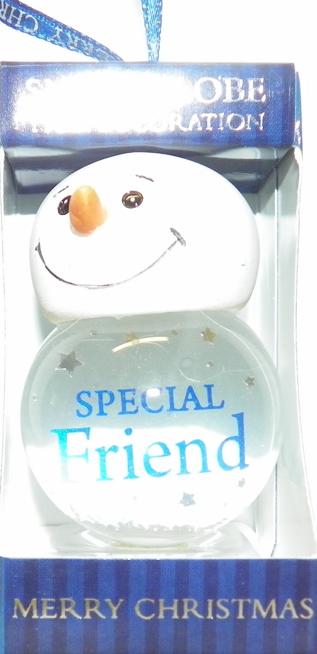 Personalized Snow Globe Ornament-Special Friend-Blue