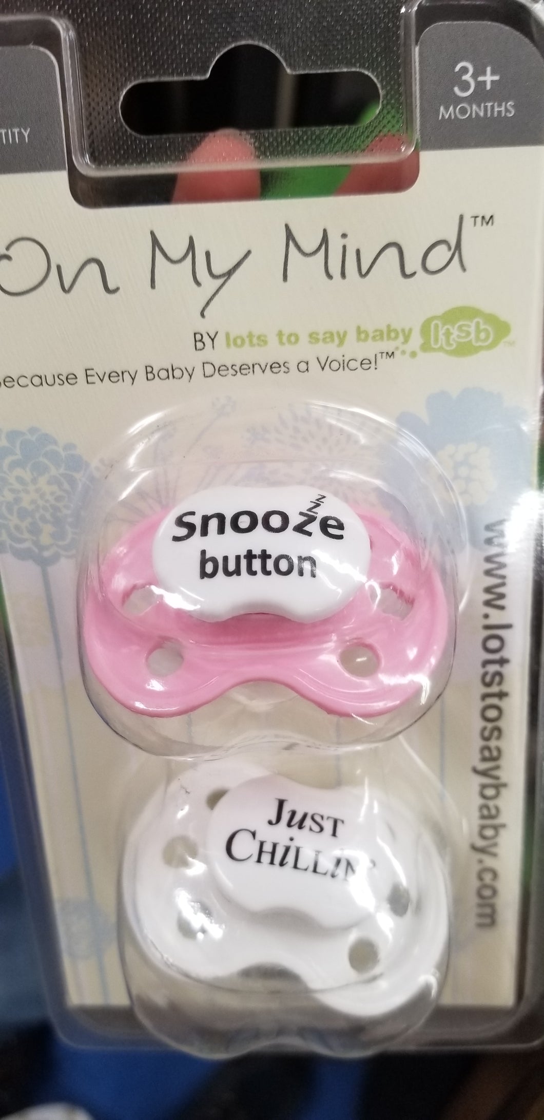 Lots to Say Baby Pacifiers Combo- Snooze Button Pink, Just Chillin White