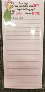 Aunty Acid Glass of Wine Notepad #61749