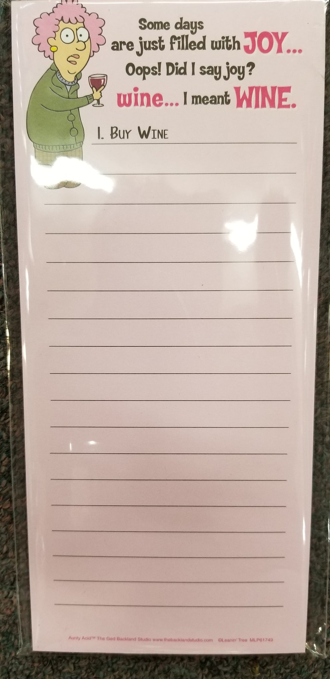 Aunty Acid Glass of Wine Notepad #61749