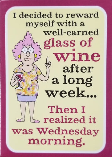 Leanin Tree Auntie Acid Glass of Wine Magnet #31475