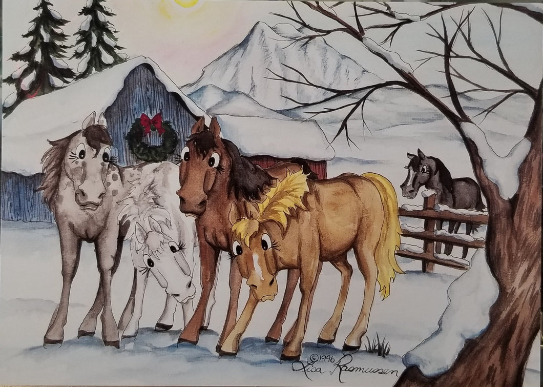 Horses in Winter Card