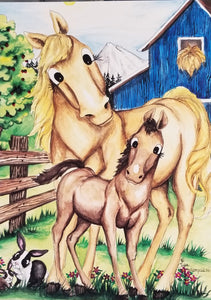 Foal and Horse Card