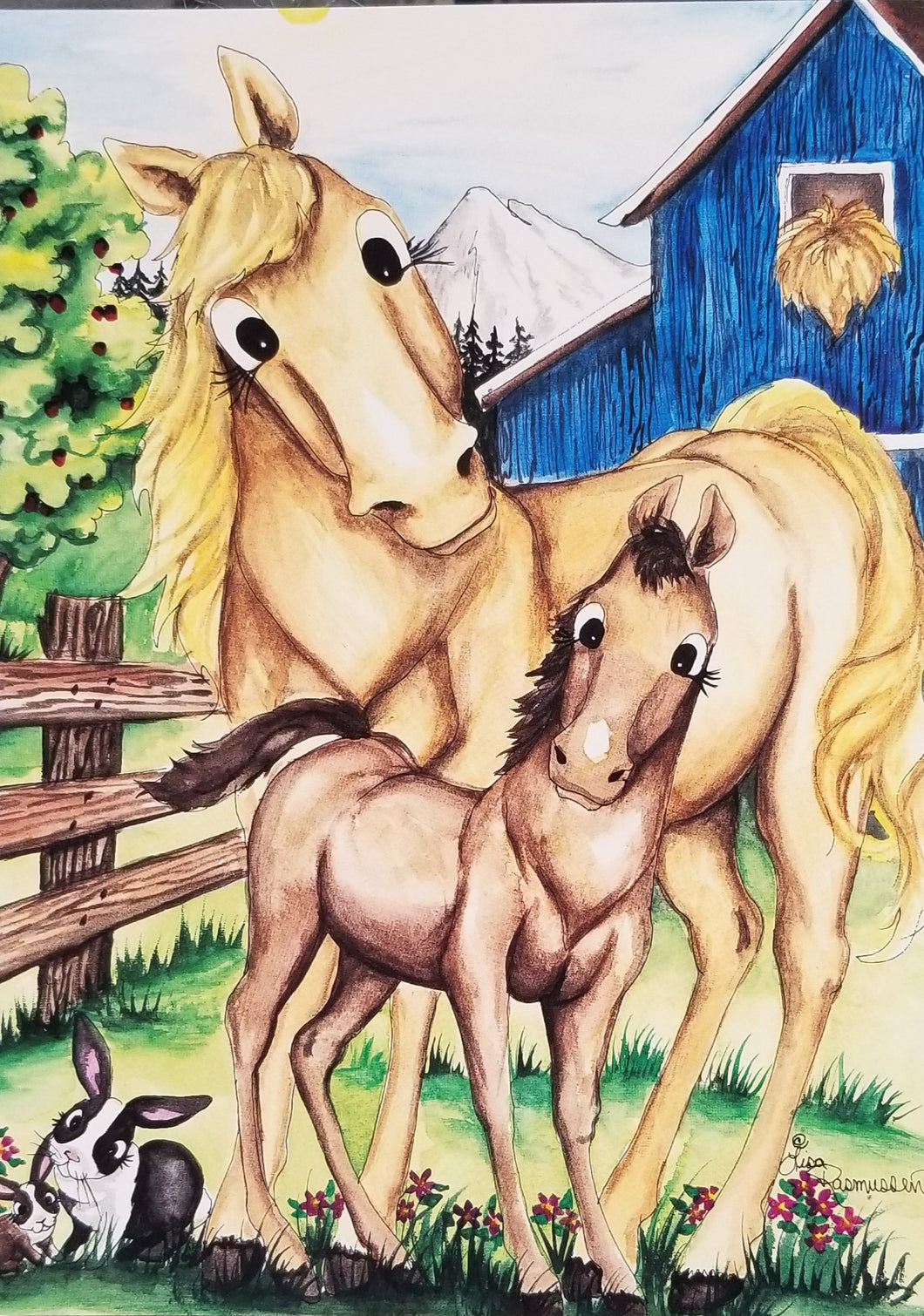 Foal and Horse Card