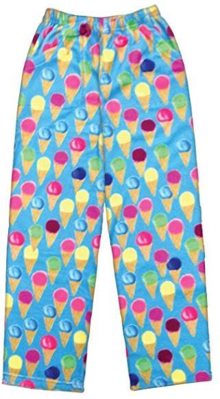 iscream Big Girls' Fun Print Plush Pants - 'Watercolor Cones' XL