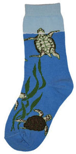 Turtles in Kelp Adult Socks-Medium