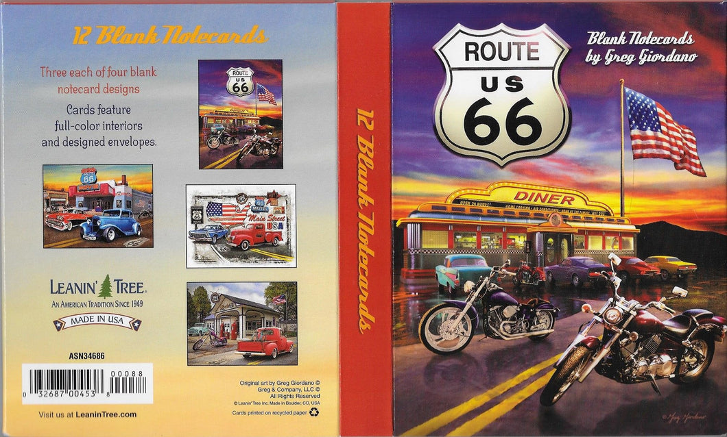 Route 66 Blank Notecards by Greg Giordano
