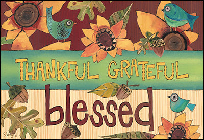 Leanin Tree Thanksgiving Card: Thankful Grateful Blessed #55678