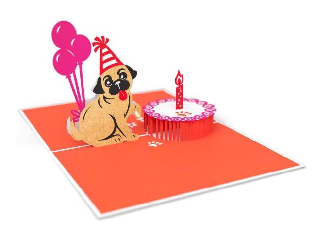 Lovepop Pug Cake Smash Pop Up Greeting Card