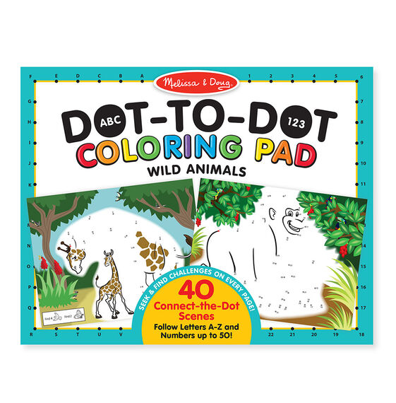 Melissa & Doug ABC-123 Dot to Dot Coloring Pad-Wild Animals-9104