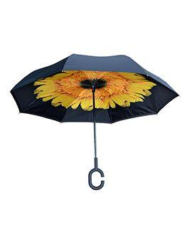 Topsy Turvy Inverted Umbrella Black/Sunflower