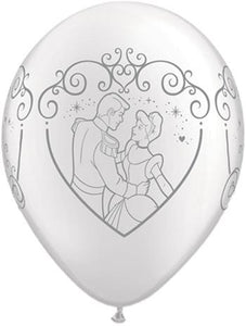 11" Cinderella & Prince Charming Pearl White Balloons