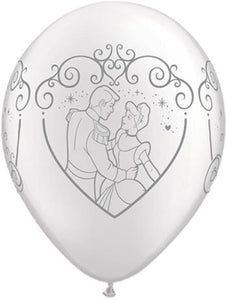 11" Cinderella & Prince Charming Pearl White Balloons