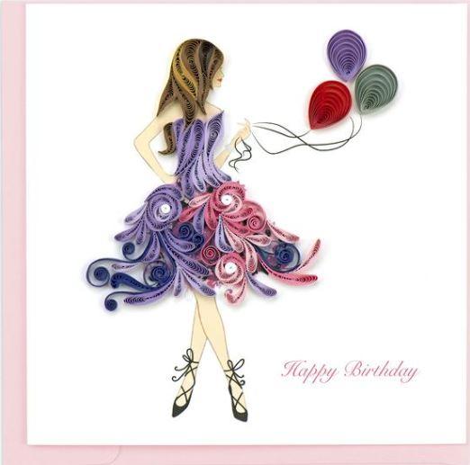 Quilling Card Happy Birthday Girl Greeting Card