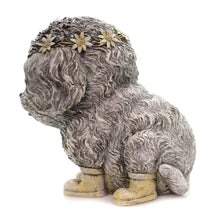 Load image into Gallery viewer, Rainy Day Pudgy Dog Textured Grey 7 x 9 Resin Stone Outdoor Garden Statue