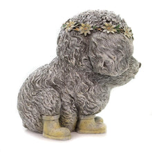 Load image into Gallery viewer, Rainy Day Pudgy Dog Textured Grey 7 x 9 Resin Stone Outdoor Garden Statue