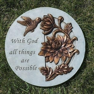 9"H WITH GOD ALL THINGS Garden Stone