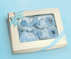 My First Teddy Comforter Blankie and Booties Gift Set-Blue