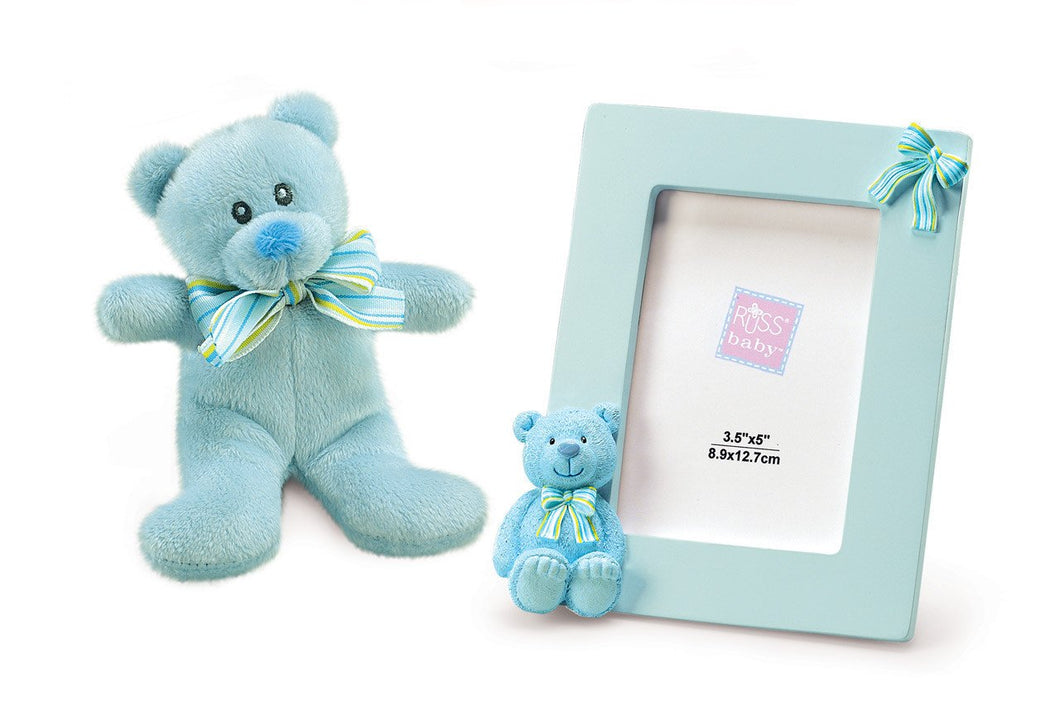 My First Teddy Frame and Squeaker Gift Set- Blue