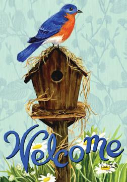 David T. Sands Garden Flag - Birdhouse with Bluebird
