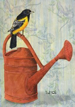David T. Sands Garden Flag - Watering Can with Oriole