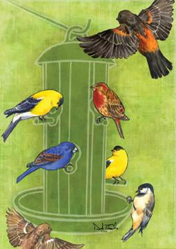 David T. Sands Estate Flag - Birds at Bird Feeder