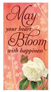 Inspirational Botanical Mini Flag "May you heart Bloom with happiness"