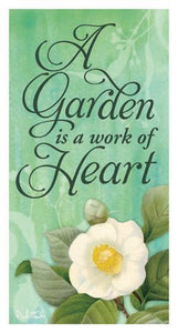Inspirational Botanical Mini Flag "A Garden is a work of Heart"