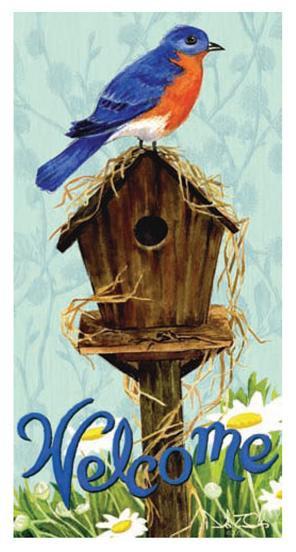 David T. Sands Mini Flag - Birdhouse with Bluebird