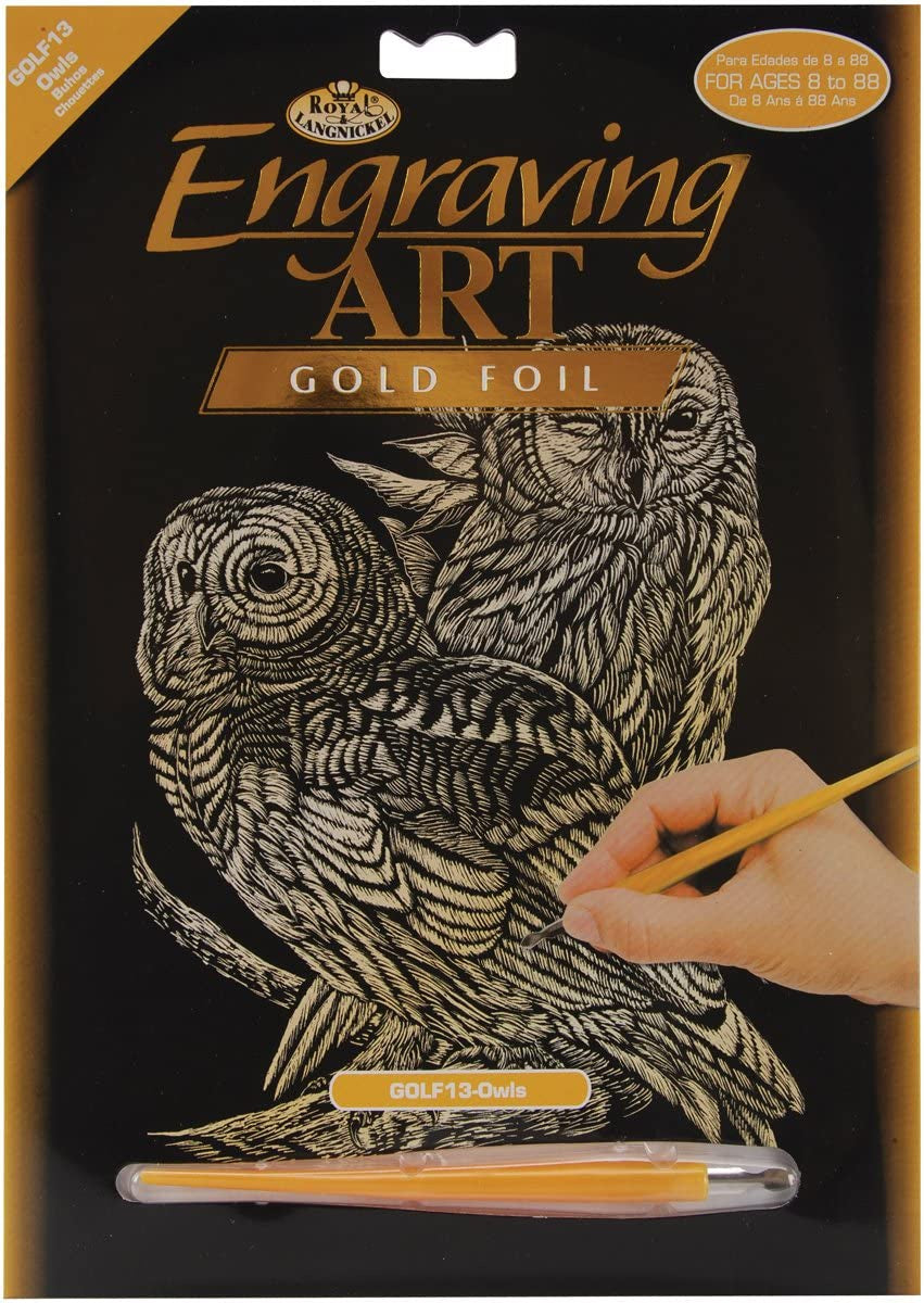 Royal & Langnickel Gold FOIL ENGRAVING ART Owls