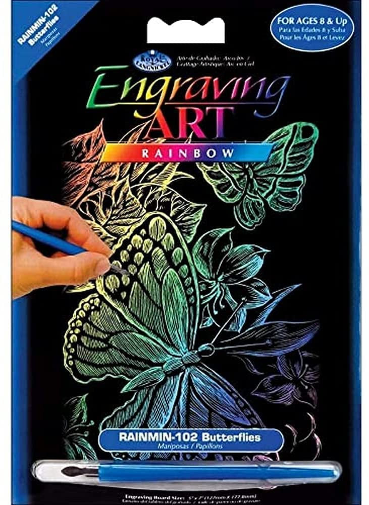 ROYAL BRUSH 5 by 7-Inch Rainbow Foil Engraving Art Kit, Mini, Butterflies