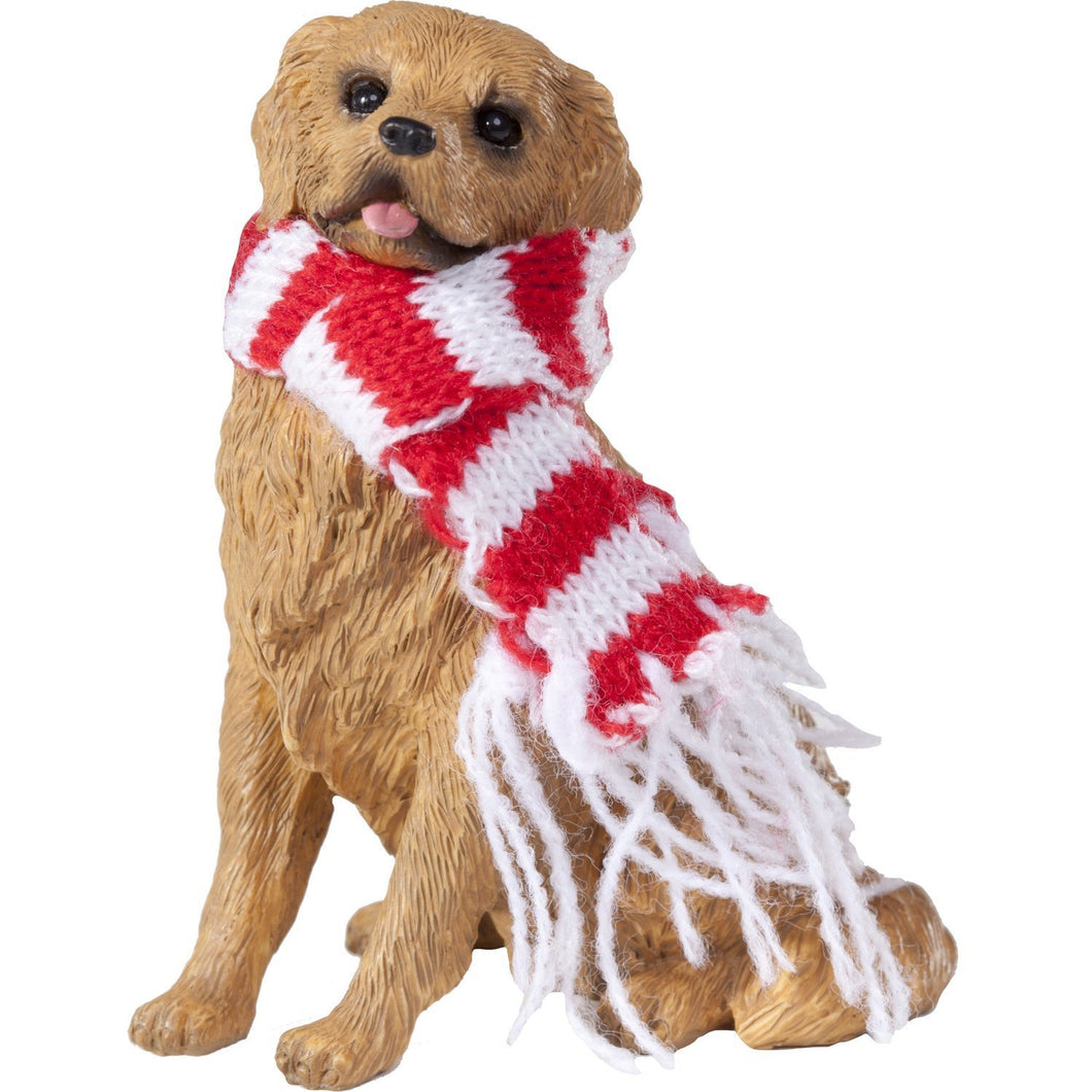 Sandicast Golden Retriever with Red and White Scarf Christmas Ornament