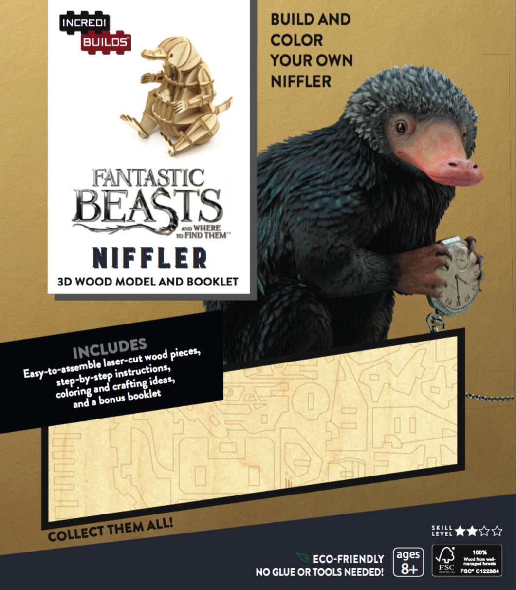 INCREDIBUILDS: FANTASTIC BEASTS AND WHERE TO FIND THEM: NIFFLER 3D WOOD MODEL AND BOOKLET
