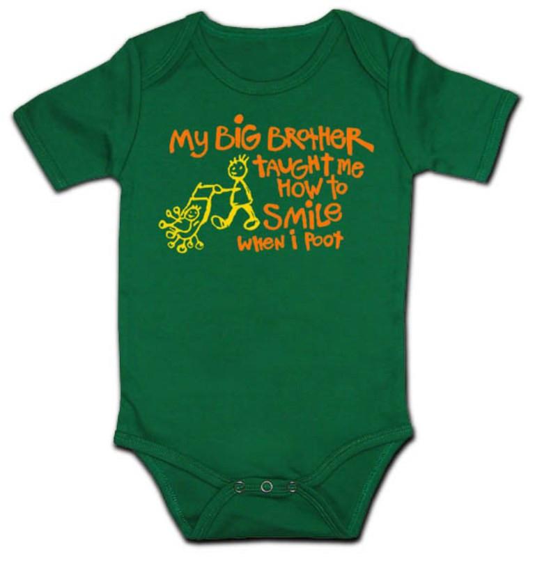 My Brother Taught me to Smile when I poot, Green Long Sleeve, Large-6-12M