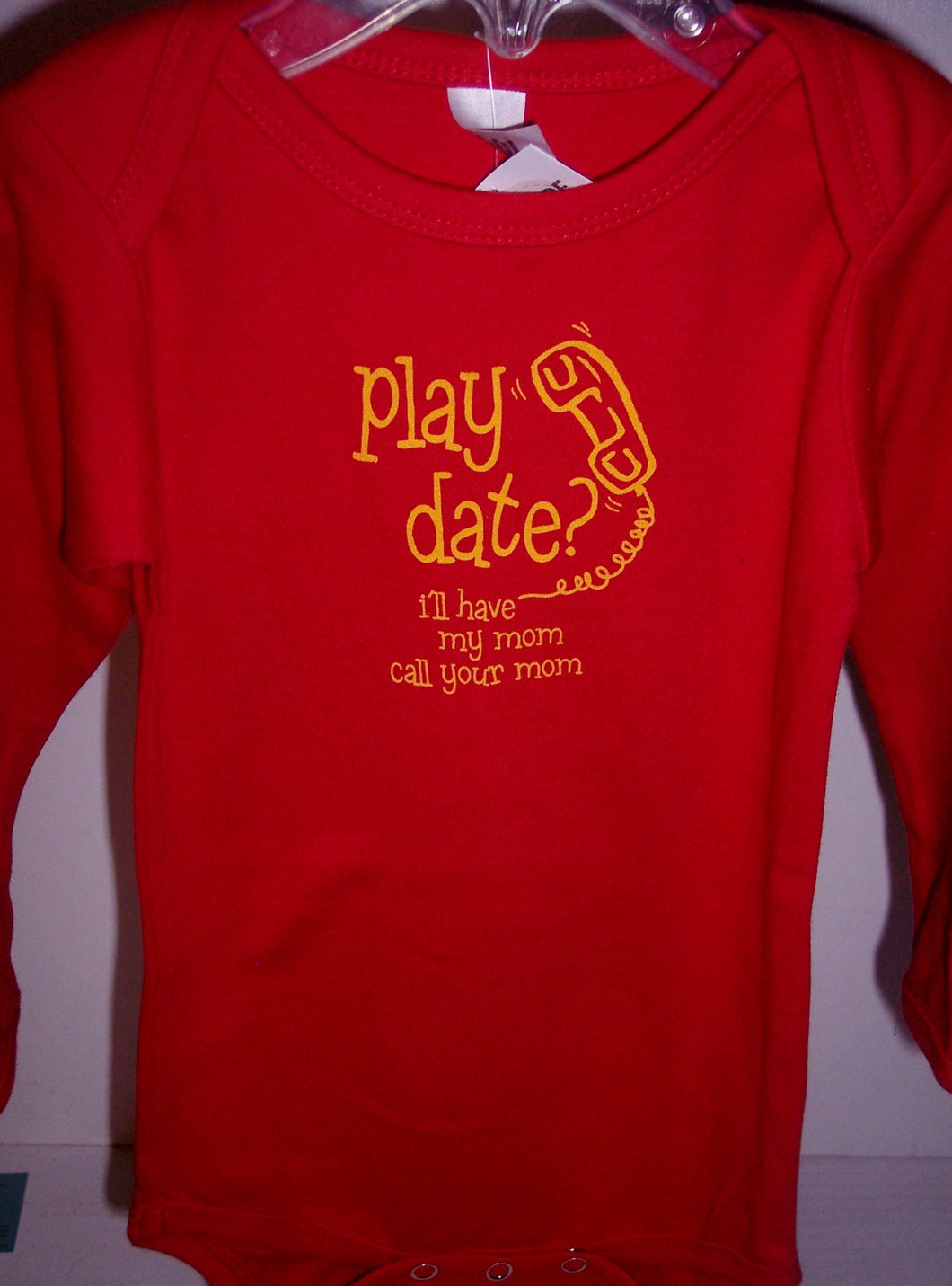 Play Date? I'll have my mom call your mom Body Suit, Red, Long Sleeve, Medium 3-6M