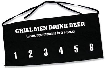 Grill Men Drink Beer 6 Pocket Apron