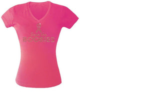 Save the Boobies Bling Teeshirt Pink- Medium