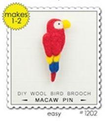 Woolpets Macaw Parrot Brooch Pin Wool Needle Felting Craft Kit