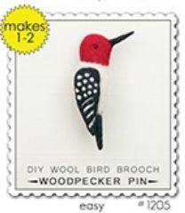 Woolpets Woodpecker Brooch Pin Wool Needle Felting Craft Kit