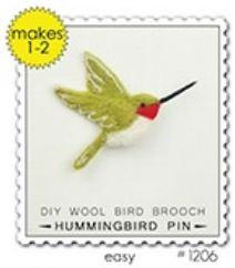 Woolpets Hummingbird Brooch Pin Wool Needle Felting Craft Kit