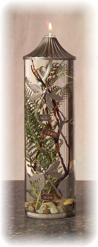 Large Cylinder Oil Candle-Dragonflies, 12