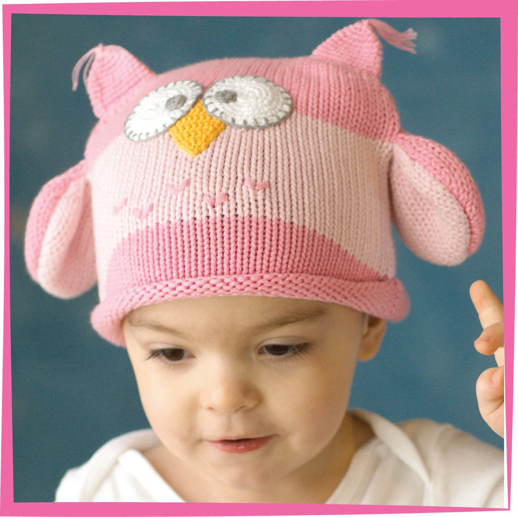 Owl Hoot Pink Beanie for 2-3 yrs