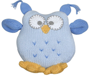 Knit Owl small Blue-5"