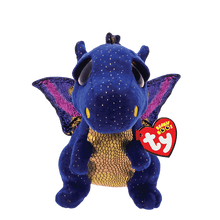 Load image into Gallery viewer, Saffire the Blue Speckled Dragon Plush Medium