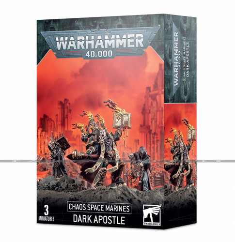 WARHAMMER 40K CHAOS SPACE MARINES DARK APOSTLE, 3 CITADEL MINIATURES, 43-37