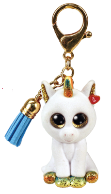 Ty Mini Boo Key Clip- Pixy the White Unicorn