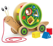 Load image into Gallery viewer, Hape Walk-A-Long Snail Toddler Wooden Pull Toy