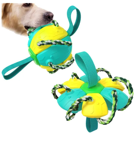 Pom Pom Tail Dog Toy Frisbee with Grab Tabs